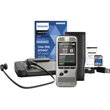 Philips Diktiergerät Digital Pocket Memo Starter Kit DPM 6700/03 5,3 x 12,3 x 1,5 cm (B x H x T) 2.800 (SP), 1.400 (QP), 200