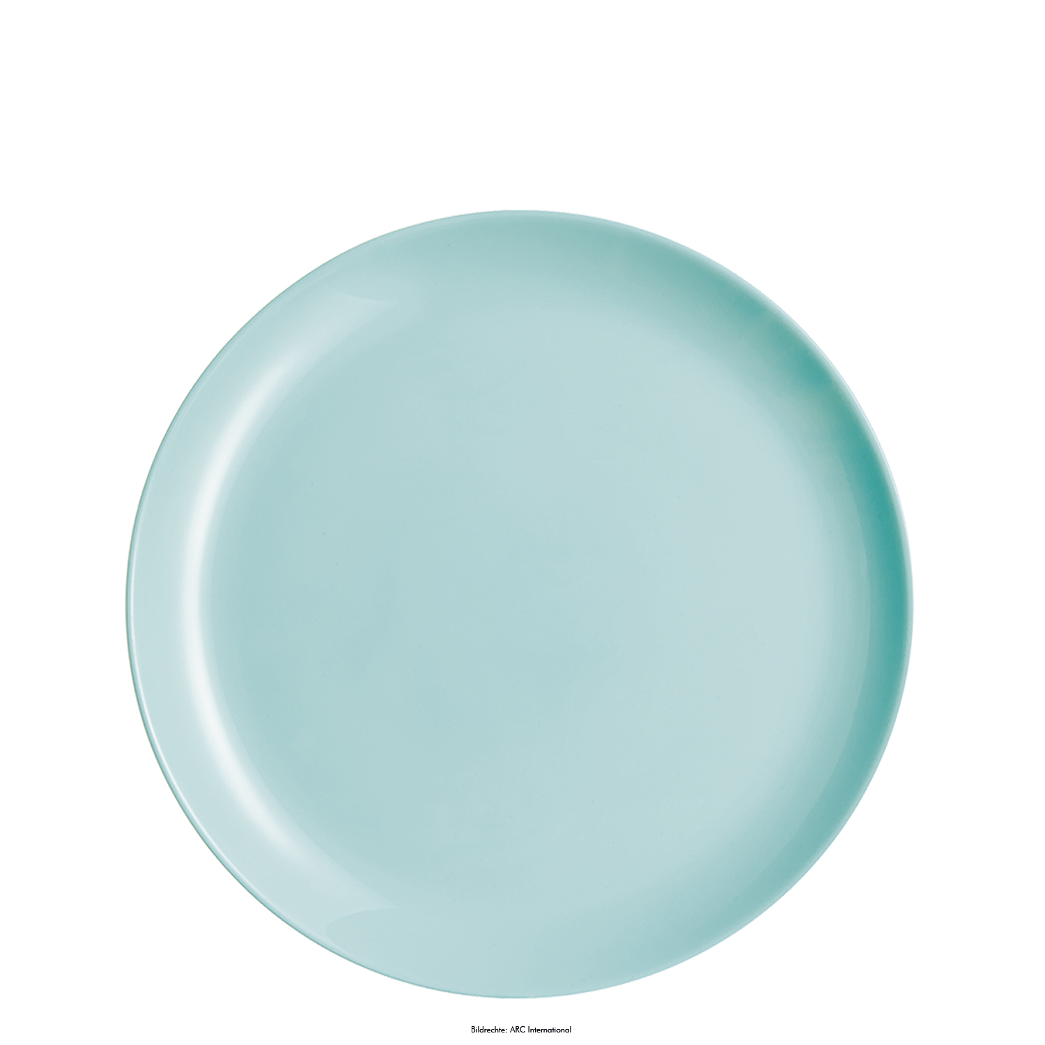 Speiseteller DIWALI flach, Durchm. 27 cm, Farbe: mint, aus Opalglas (gehärtet), in Coupteller-Form, ohne breite "Fahne"