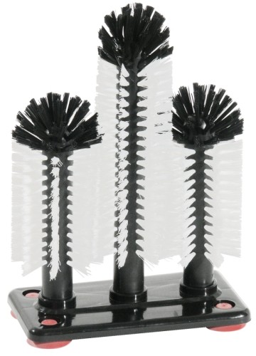 Gläserbürsten schwarze und weiße Borsten aus Polypropylen, auf stabiler Kunststoffplatte 19 x 10 cm, mit 4 Saugfüßen Durchmesser Bürste: 7