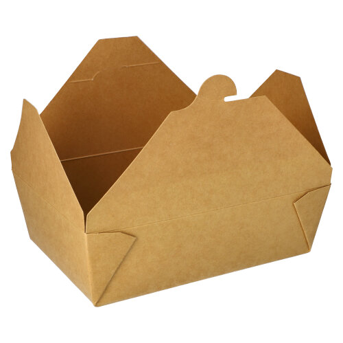 50 Lunchboxen, Pappe "pure" 2000 ml 6,5 cm x 14 cm x 19,7 cm braun von PAPSTAR