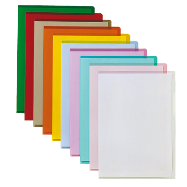 Bene Sichthülle DIN A4 oben, rechts offen dokumentenecht PVC/Hartfolie farbig sortiert glänzend 100 St./Pack.