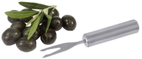 Olivengabel aus Edelstahl 18/10 Länge: 9,5 cm, Zinkenlänge: 2 cm, Griffdurchmesser: 1,2 cm [Preis einzeln. Empfohlene Verpackungseinheit