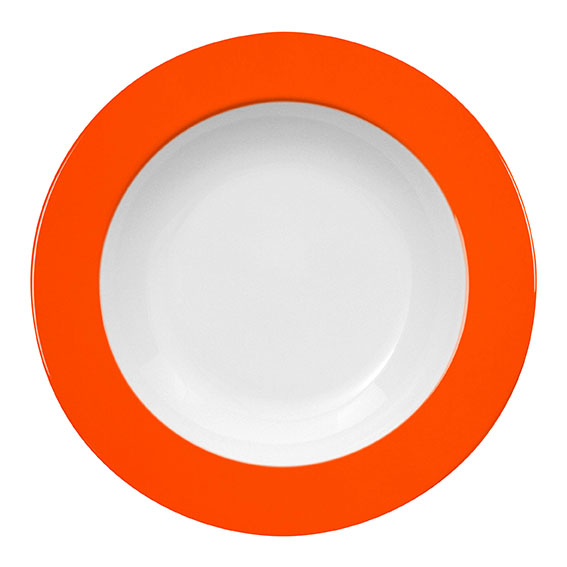 Teller tief 30 cm - Form: Table Selection - Dekor, 79922 orange - aus Porzellan. Hersteller:, Eschenbach. "Made in Germany".