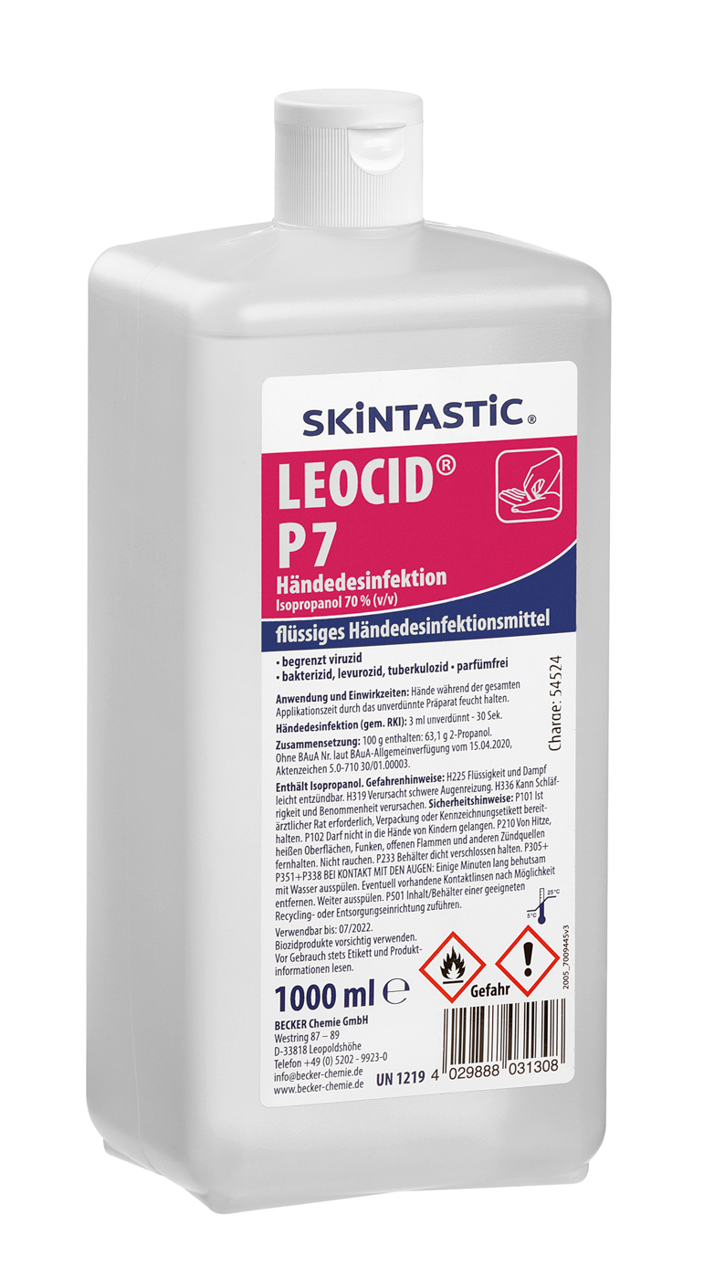Bartscher SKINTASTIC LEOCID® SEPT P7 | Inhalt: 12 x 1 Liter | Maße: 7 x 9 x 210 cm. Gewicht: 0,9 kg