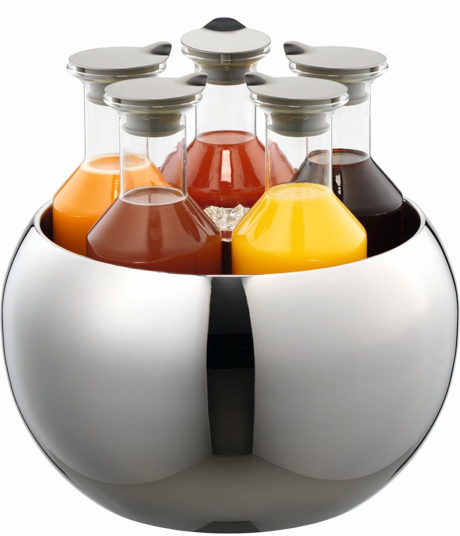 FRILICH CARAFINE Getränke-Set Quintet 5 x 1,2 Liter, Doppelwandige Edelstahlkugel mit Crasheisröhre