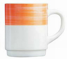 Henkelbecher 0,25 l aus Opalglas Form BRUSH - Orange von Arcoroc