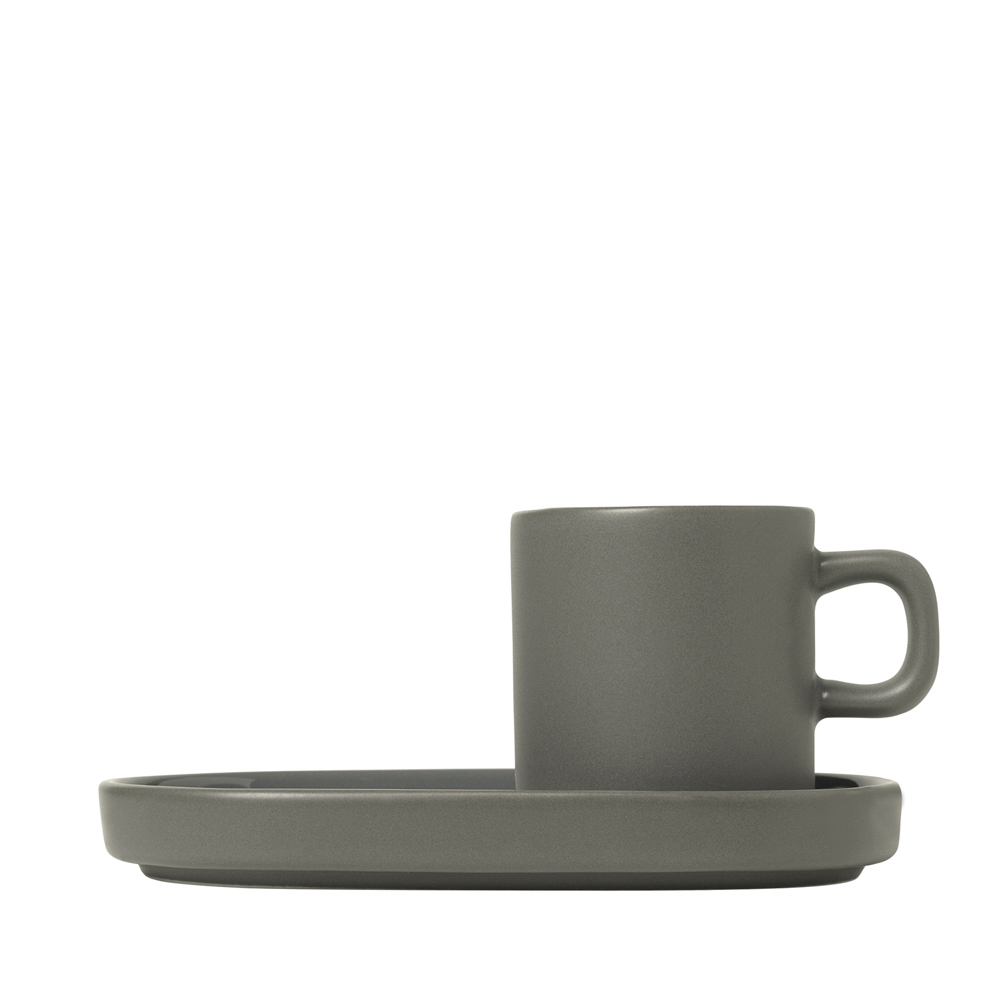 Set 2 Espressotassen -PILAR- Pewter, 50 ml, Ø 5 cm. Material: Keramik. Von Blomus.