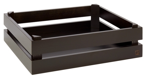 Holzbox -SUPERBOX- 35 x 29 cm, H: 10,5 cm Akazienholz, schwarz passend zu GN 1/2 nicht spülmaschinengeeignet stapelbar Farbe: