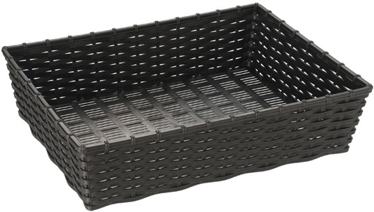 Korb -WICKER-LOOK- 39,5 x 29,5 cm, H: 10 cm Polypropylen, schwarz spülmaschinengeeignet stapelbar Farbe: Schwarz