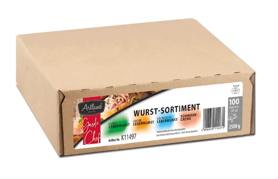 Artland Wurst Sortiment - 100er Karton - Gross-Sortiment Streichwurst á 25g Hygienisch einzeln verpackt