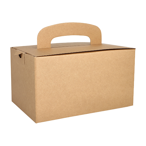20 Lunch-Boxen, Pappe "pure" eckig 12,5 cm x 15,5 cm x 22,5 cm braun mit Tragegriff von PAPSTAR