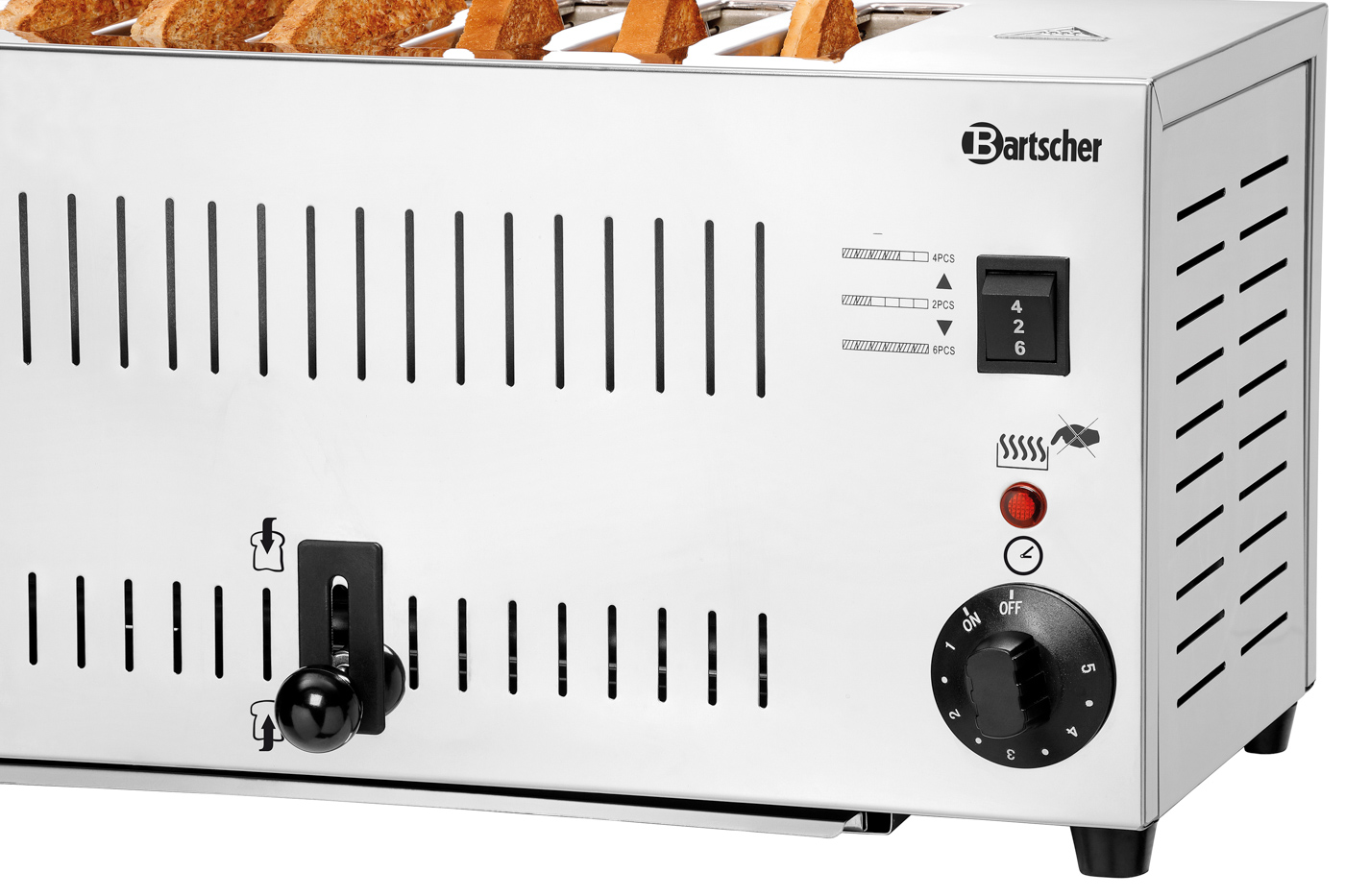Bartscher Toaster TS60 | Kontrollleuchte: Aufheizen | Maße: 40,5 x 27,5 x 220 cm. Gewicht: 5,6 kg