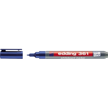 edding Whiteboardmarker 361 1mm blau, Strichstärke: 1 mm, Rundspitze, Bezeichnung der Schreibflüssigkeit: geruchsarme