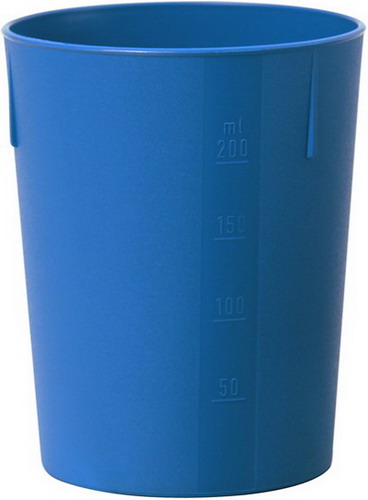 WACA Trinkbecher FUN aus Polypropylen, in blau. Kapazität: 0,25 l. Durchmesser: 7,4 cm.