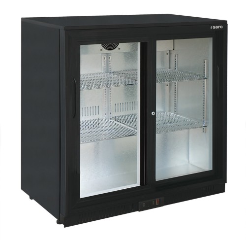 SARO Barkühlschrank mit 2 Schiebetüren, Modell BC 198 SD - Material: (Gehäuse) Stahl einbrennlackiert, schwarz; (Innenraum)