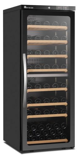 SARO 2-Zonen Weinkühlschrank mit Glastür, Modell CV 350 PV 2T Made in Europe - Material: (Gehäuse und Innenraum) Stahl