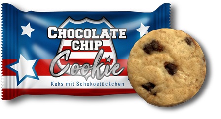 Hellma Chocolate Chip Cookie, 250 Stück. Einzeln verpackte Kekse aus Hafer- mehr mit Schokostückchen.