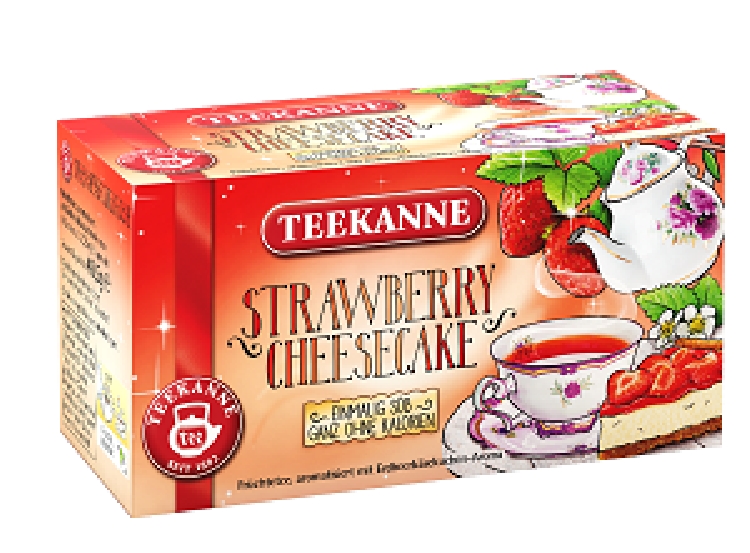 Teekanne Strawberry Cheesecake Tassenportion mit Papierumhüllung Inhalt: 18 Beutel