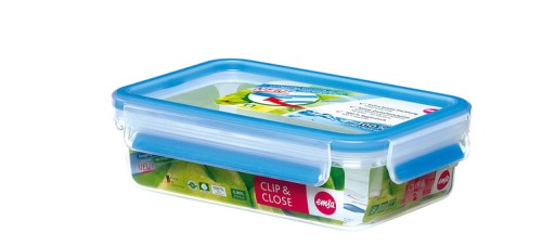 Emsa CLIP & CLOSE Frischhaltedose, rechteckig, Maße: 19,7 x 13,6 x 5,9 cm, Inhalt: 0,8 Liter, Material: Kunststoff, mit Soft-Touch-Clips