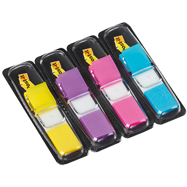Post-it® Haftstreifen Index Mini mehrfach verwendbar 1 x gelb, 1 x lila, 1 x pink, 1 x türkis 4 Block/Pack.