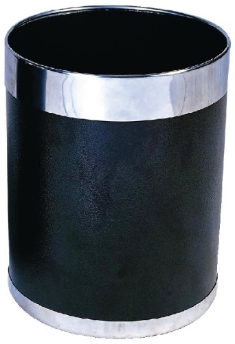 Bolero Papierkorb schwarz Ledereffekt  10,2 Liter puderbeschichteter Stahl Maße: 28(H) x 22,4(Ø)cm