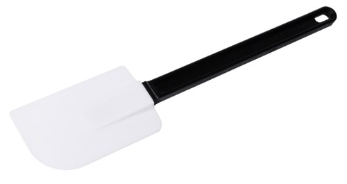 Teigspatel Hotstick aus weißem, thermo- elastischem Spezialkunststoff, mit rotem Exoglass®-Griff, extrem hitzeresistent bis