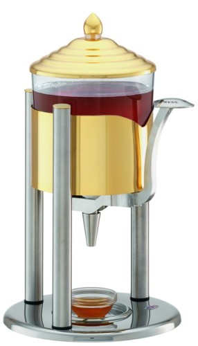 FRILICH ELEGANCE Honigspender für 1 KG flüssigen Honig, Modell Gold Honigbehälter aus spülmaschinengeeigneten, transparenten Kunststoff