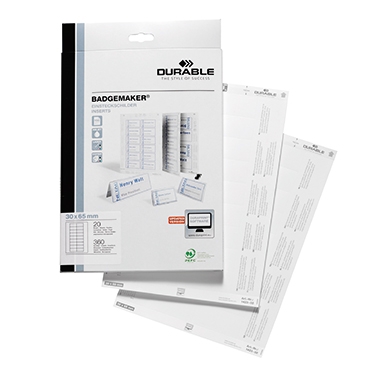 DURABLE Einsteckschild BADGEMAKER® 8541, 8540 65 x 30 mm (B x H) 150g/m Karton weiß 360 St./Pack.