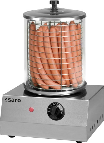 SARO Hot-Dog-Maker Modell CS-100 Made in Europe - Material: (Gehäuse) Edelstahl, (Zylinder) Glas - Regulierbares Thermostat mit