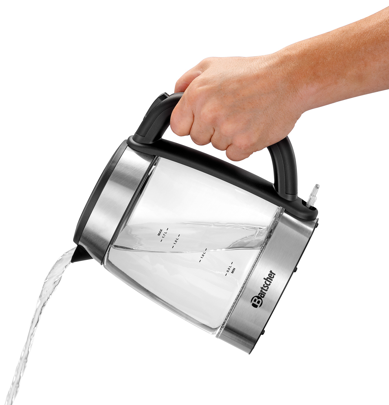 Bartscher Wasserkocher 1,7 GLAS Kochstopp-Automatik: Ja | Maße: 16 x 23 x 235 cm. Gewicht: 1,3 kg