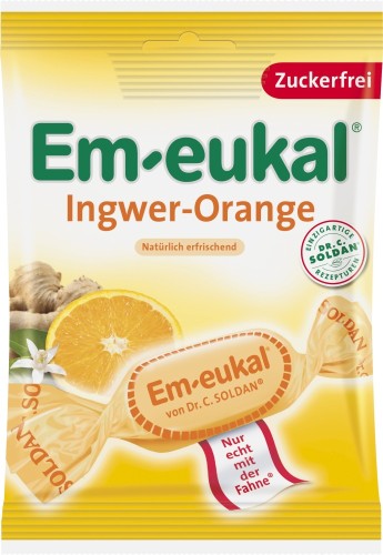 Em-eukal Ingwer-Orange Hustenbonbon zuckerfrei 75G