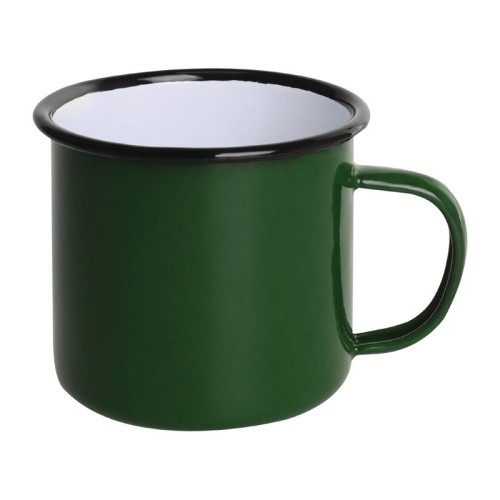 6 Stück Olympia emaillierte Tassen grün-schwarz 35cl. 6 Stück, Kapazität: 35cl, Edelstahl und Glasemail, grün-schwarz.