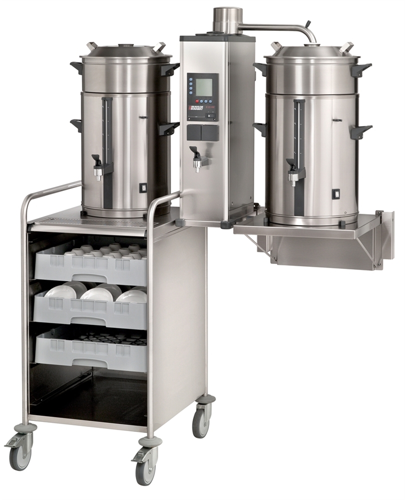 BONAMAT Filerkaffeemaschine B 10 HW W, Kaffee- und Teebrühmaschinen 2 x 10 ltr. integriertes Heißwassergrät, zur Verwendung mit Servierwagen