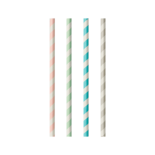 100 Trinkhalme, Papier Ø 6 mm · 20 cm farbig sortiert "Stripes" von PAPSTAR
