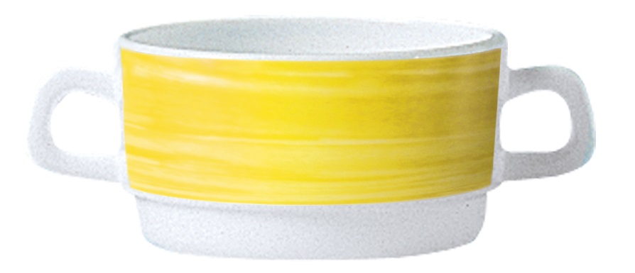 Suppenobertasse 32 cl stapelbar aus Opalglas Form BRUSH - Yellow / Gelb von Arcoroc