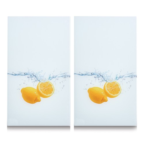 Zeller Herdabdeck-/Schneideplatten Lemon Splash, 2-er Set, Glas 30x52 cm