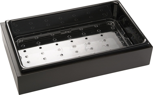 Eisbox Set 3-tlg. FRAMES 53 x 32,5 x H: 12,5 cm Buche, massiv, Farbton Wenge GN 1/1 Basiselement Polystyrolwanne Tropfgitter