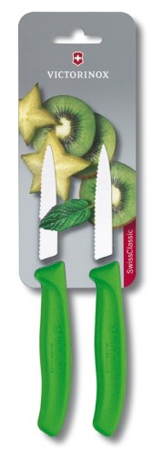 Victorinox Gemüsemesser SwissClassic, Wellen. grün, 2 Stück auf Blister, 8 cm