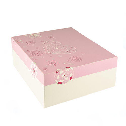 15 Tortenkartons, mit Deckel, Pappe eckig 30 cm x 30 cm x 13 cm weiss/rosa "Lovely Flowers" von PAPSTAR