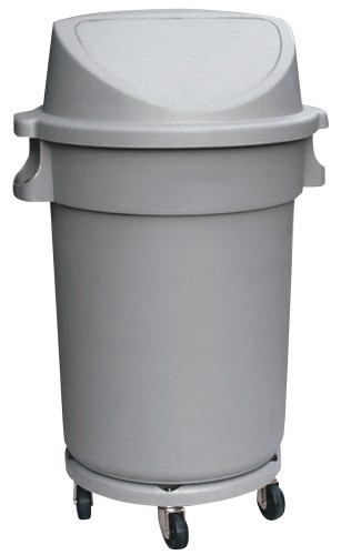 Abfallbehälter. HDPP Kunststoff. mit Transportrolley und Pushdeckel, 5 schwenkbare Rollen