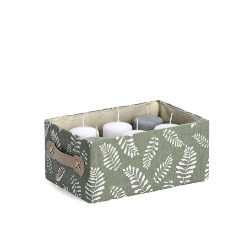 Aufbewahrungsbox "Leaves", Baumwolle/Polyester, / Maße: 28x19x13 cm , klappbar, grün