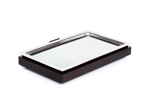 Cool Plates Set 1 53 x 32,5 cm, H: 8,5 cm Buche, massiv, Farbton Wenge GN 1/1 Basiselement GN 1/1 Edelstahl Tablett Kühlakku