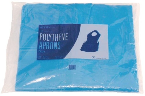 Einweg-Latzschürzen aus Polyethylen 14,5 Mikron Farbe: blau Inhalt: 100 Stück, Maße: 106,7 x 66 cm Material: Polyethylen