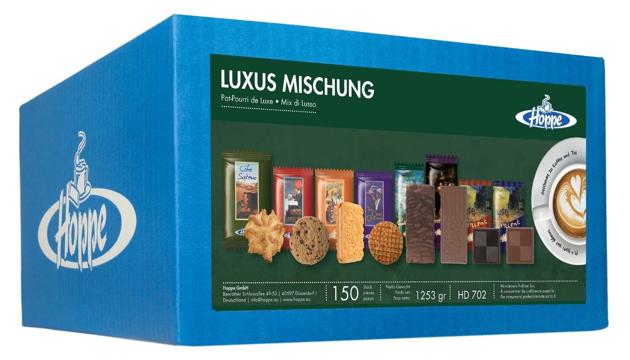 Hoppe Gebäckmischung LUXUS-MISCHUNG Inhalt: 150 Stück à 7 g je Karton Jeder Keks einzeln hygienisch verpackt