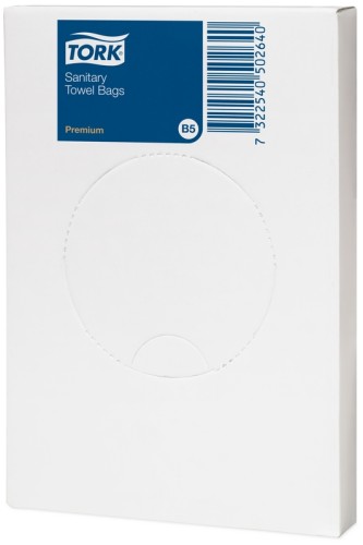 582-3247 Tork Hygienebeutel Polybeutel,B5, Farbe: weiß, 48 Pack à 25 Stück