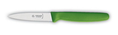 Giesser Gemüsemesser, EXPERT mittelspitz, 8 cm Klingenlänge, grüner Griff, Klinge aus hochwertigem Chrom-Molybdän-Stahl