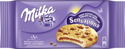 Milka Cookies Sensations Innen schokoladig Kekse 156G