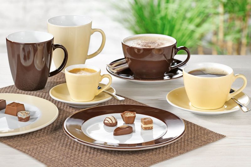 Kaffee-/Cappuccino-Tasse, mit Untertasse, Inhalt 0,21 ltr., beige,