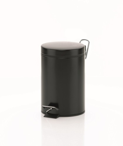 Kela Kosmetikeimer Graphito Metall schwarz 3 Liter Formschöner schwarzer Kosmetikeimer für Abfälle in Küche und Bad. Der Treteimer hat ein