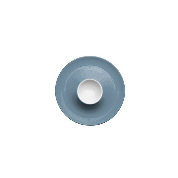 Eierbecher mit Ablage 13 cm - Form: Table, Selection - Dekor 79925 grau-blau - aus, Porzellan. Hersteller: Eschenbach. "Made in